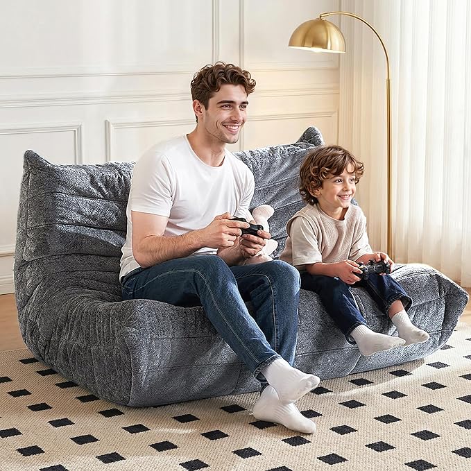 Bean Bag Chair, 2 Seater Lazy Bean Bag Sofa Memory Foam Couch, Giant Bean Bag
