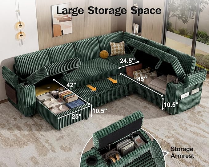 Vipbear 111" Modular Sectional Sleeper Sofa