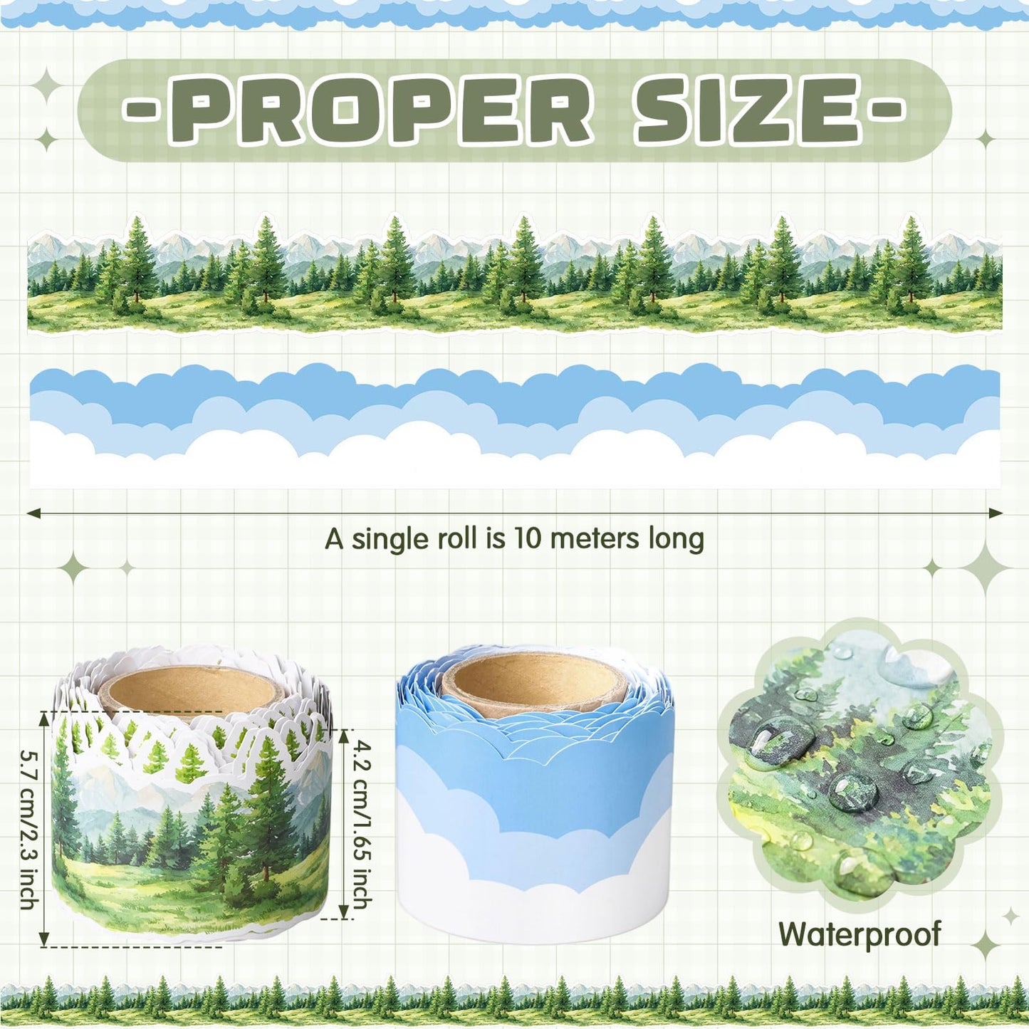 Trandraft 2 Rolls 65.6ft White Clouds Trees Bulletin Board Decorations Clouds Bulletin Board Borders Strips Classroom Decor Back to School Trim Borders for Home Office