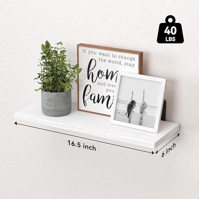 WOPITUES White Floating Shelves Set of 6, Wood