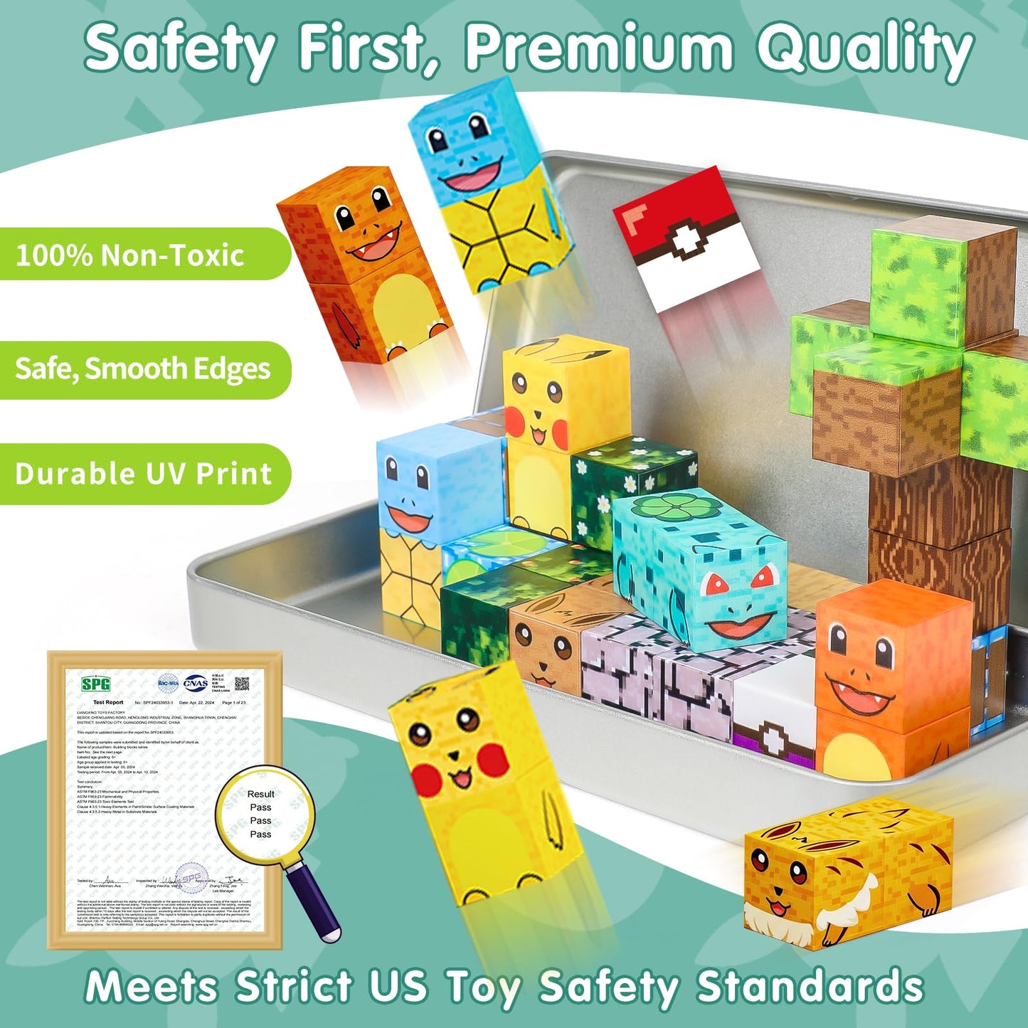 Pocket Cubes Magnetic Blocks & Magnetic Tiles, 35 PCS Voxel Animal Magnetic Building Cubes Set, STEM Construction Toys for Kids Ages 4-8, Mini Travel Toys for Toddlers 3-5, Montessori Sensory Gifts