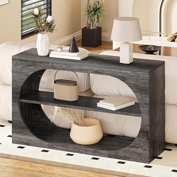 Console Table, 55-Inch Entryway Tables 3-Tier Wood Narrow Sofa Tables