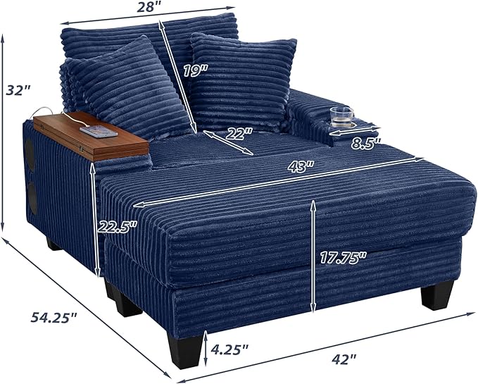 KEIKI Corduroy Storage Armrest Sofa, Single Versatile Seat