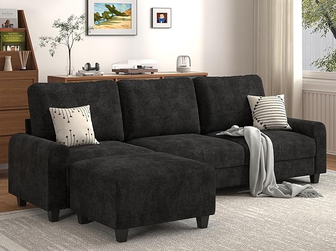EASE MOOSE 100" Chenille L-Shaped Sectional Sofa, Modern Deep Seat Modular Couch