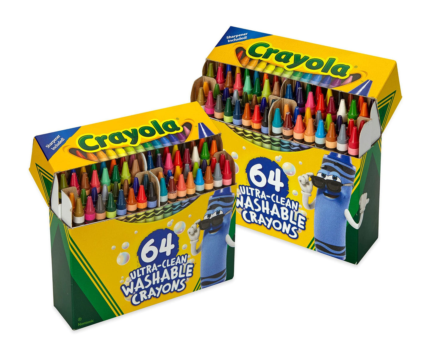 Crayola Washable Crayons for Kids - 64ct (2 Boxes), Classroom Must Haves, Teacher School Supplies Essentials, Bulk Crayons for Toddlers [Amazon Exclusive]