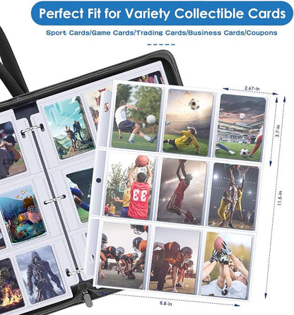 900 Pockets Card Binder, Trading Card 9 Pocket Durable Card Holder Album, Baseball Card Protectors for MTC,TCG, Game Cards, Sports Cards (Red)