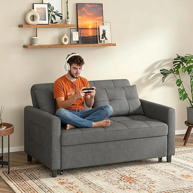 Gizoon 3-in-1 Convertible Loveseat Sleeper Couch Bed, 71.7" Extended Pull Out