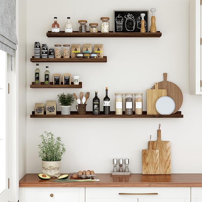 Floating Shelves for Wall, 24 inch Wood Floating Shelves Set of 2, Picture