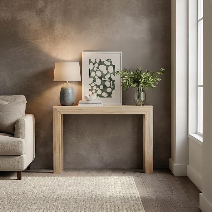 Plank+Beam Modern Solid Wood Console Table, 46 Inch, Sofa Table, Narrow