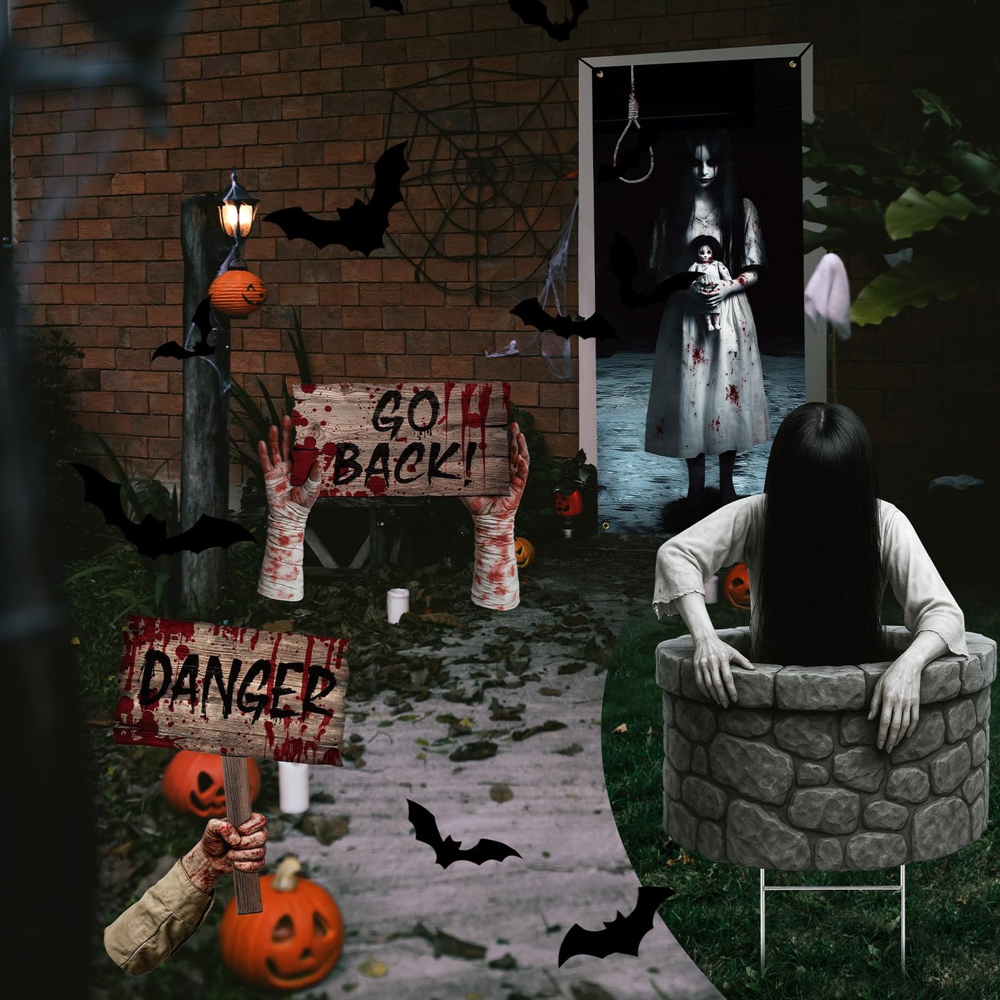 Roowest Large Halloween Decorations Outdoor Yard Sign, 27 Inch Yard Signs with Stakes Halloween RIP Lawn Decor for Graves Haunted House Holiday Party Props Supplies(Residual Limbs)
