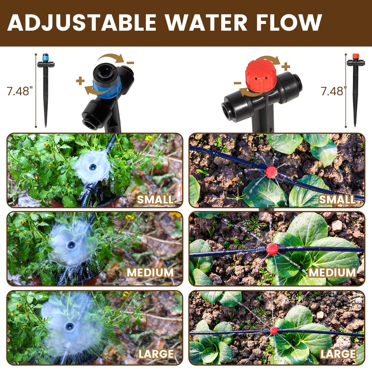 Eledom 55FT Quick-Connect Drip Irrigation Kit, Garden Watering System DIY Automatic Irrigation Equipment Set for Lawn Raised Bed Greenhouse Plant Watering with 1/4'' Tubing, Drip Emitters, Connectors