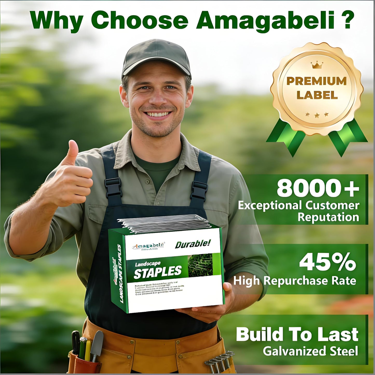 AMAGABELI GARDEN & HOME 4 Inch 200 Pack Galvanized Landscape Staples 12 Gauge Anti-Rust Heavy Duty Garden Staples Plant Cover Stakes U-Shaped Sod Pins Ground Fence Stakes for Weed Barrier Fabric