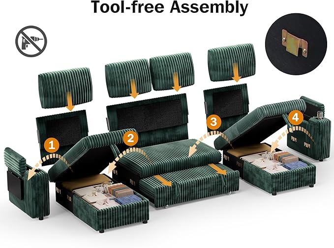 Vipbear 108" Modular Sectional Sleeper Sofa