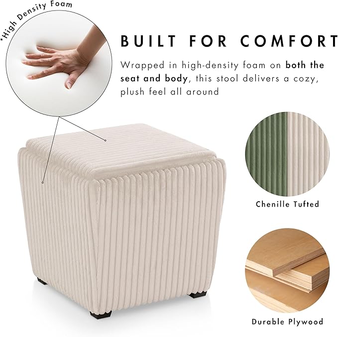 Furniture of America Lennox Modern Chenille 17-inch Square Storage Ottoman