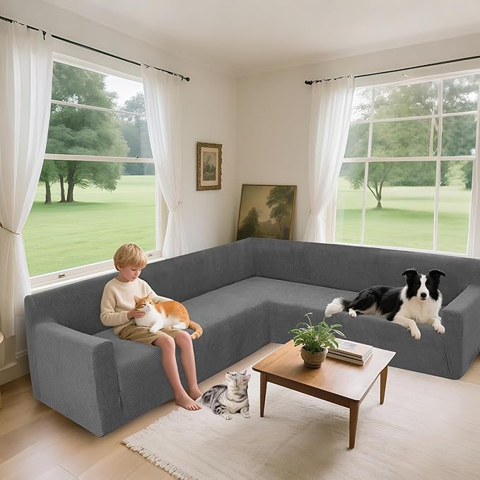 Arfntevss Stretch Sectional Couch Covers L Shaped Corner Sectional Sofa Cover