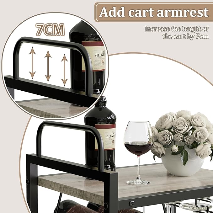 Bar Cart for The Home, 3 Tier Kitchen Carts