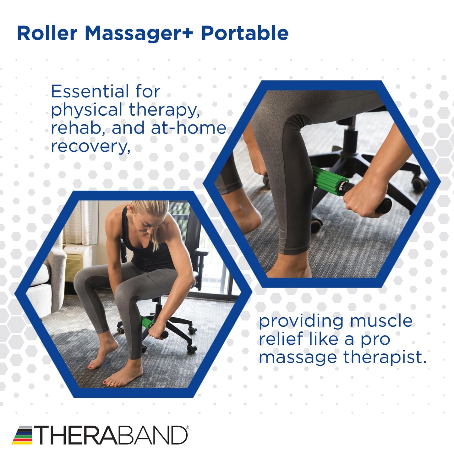 THERABAND Roller Massager +, Muscle Roller Stick for Self-Myofascial Release, Deep Tissue Massage Rolling Pin, Trigger Point Release, Muscle Soreness, Best Gifts for Runners, Athletes, Crossfit