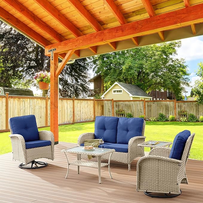 Belord Patio Wicker Chairs Swivel Rocker