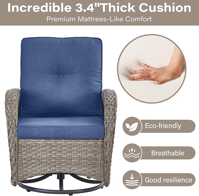 Belord Swivel Patio Chairs Wicker Set