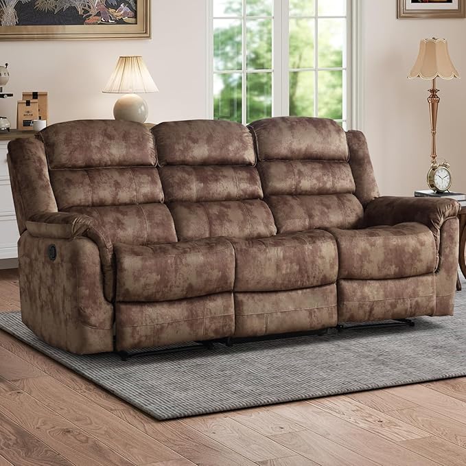 EBELLO Reclining Sofa for Living Room, Extra Wide Modern Overstuffed 3 Seat