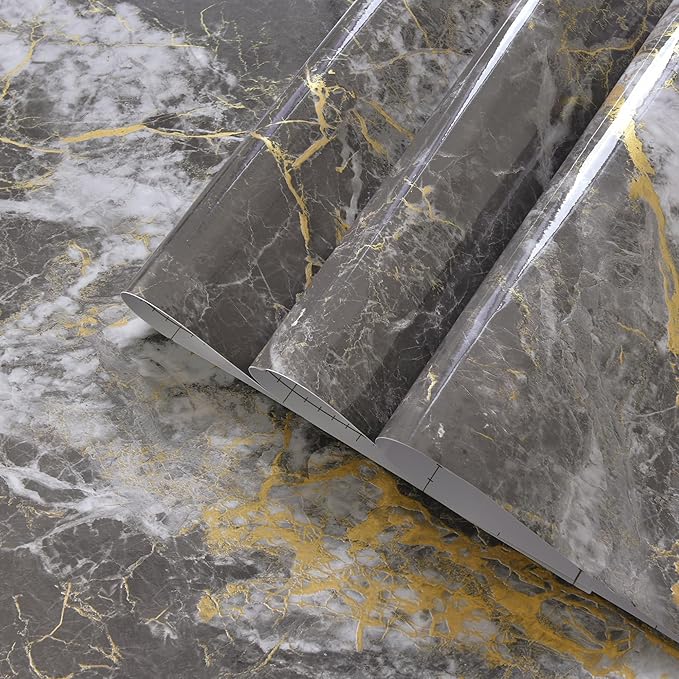 BAYYA Countertop Covers Peel and Stick Wallpaper Glossy Marble Contact Paper