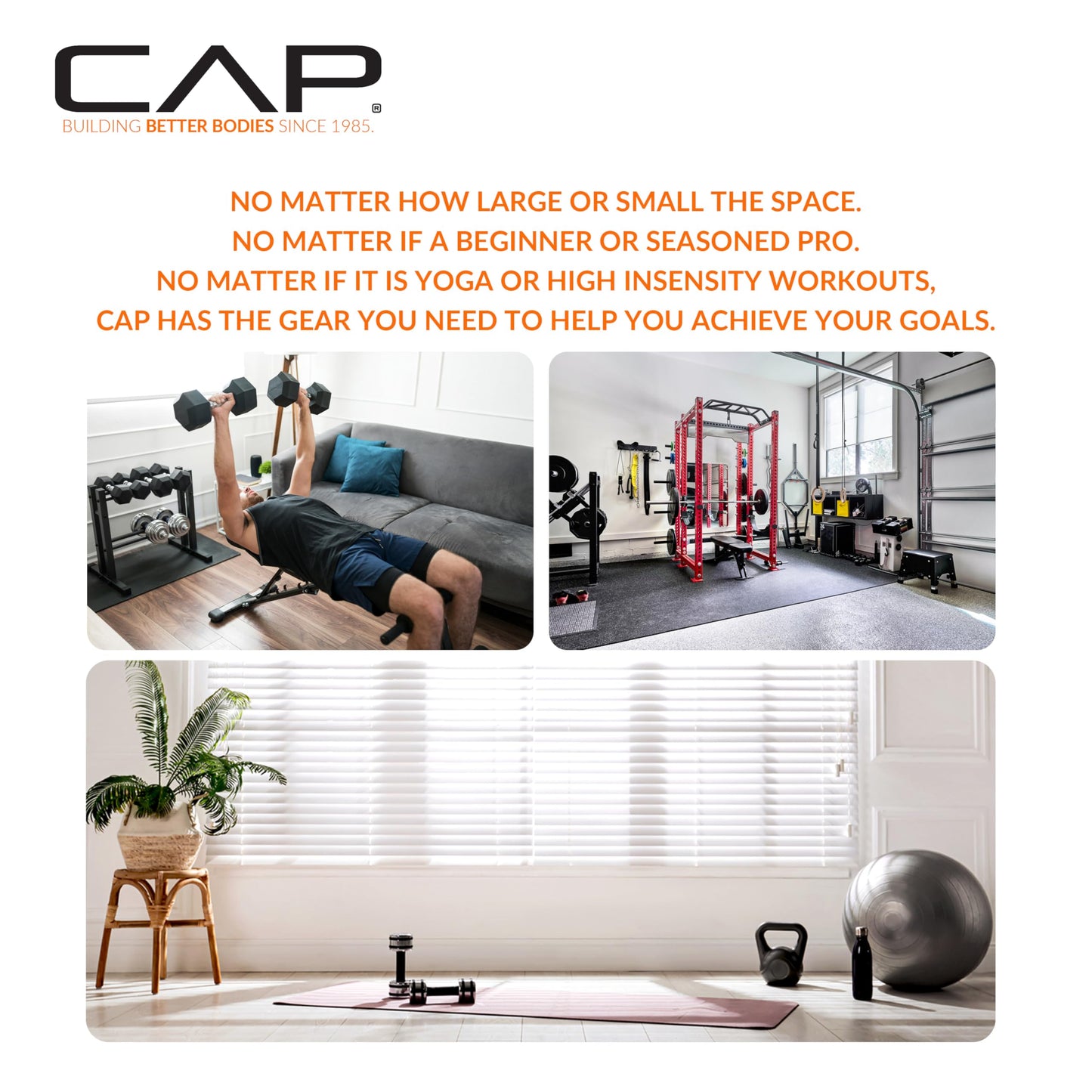 CAP Barbell Rubber Coated Dumbbell Weight Set with Vertical Rack | 100 lb, 150 lb, and 210 lb Options