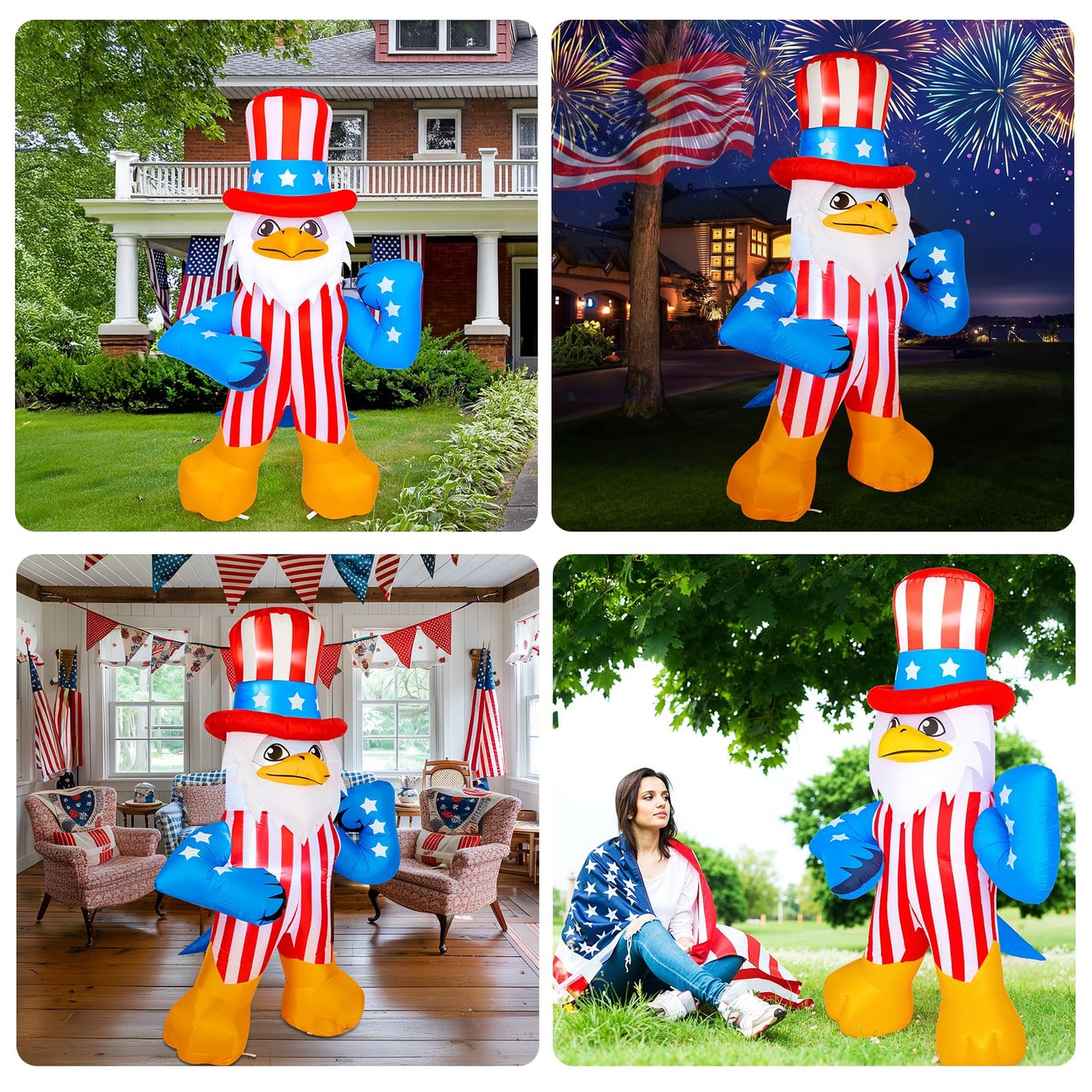 CAMULAND 6.1FT Inflatable American Eagle Patriotic Independence Day 4th of July Inflatable Outdoor Decorations Patriotic Inflatables with LED Lights for Yard Garden Lawn Memorial Day Decor
