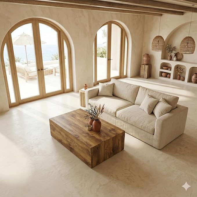 Coffee Table Living Room Table, Faux Marble Coffee Tables, Modern Wood Coffee