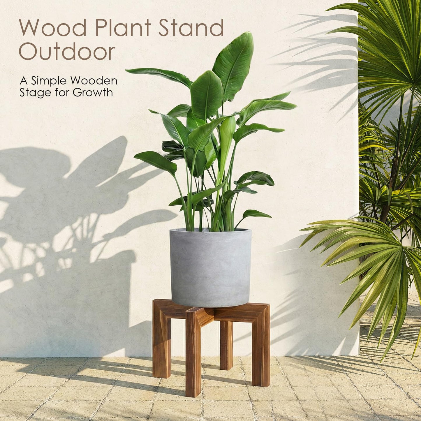Leaf&lull Plant Stands for Indoor Plants Farmhouse Round Wood Plant Pedestal Decorative Wooden Display Rack Heavy Duty Flower Planter Base for Tabletop Corner Walnut 3 Pack