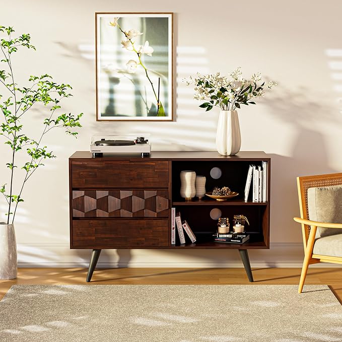 Bme Georgina 45 Inch Solid Wood TV Stand, Under 10 Minutes Assembly