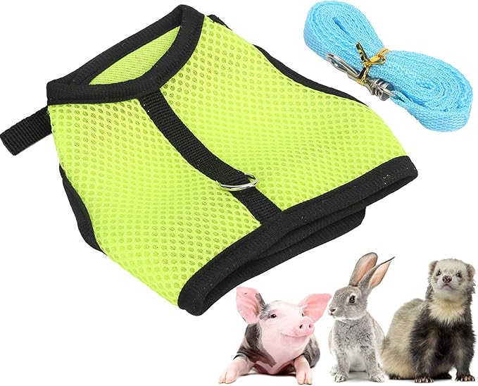 Small Dog Harness, Mesh Cloth Puppy Harness for Rabbits for Small Pets for Guinea Pigs(L, Green)