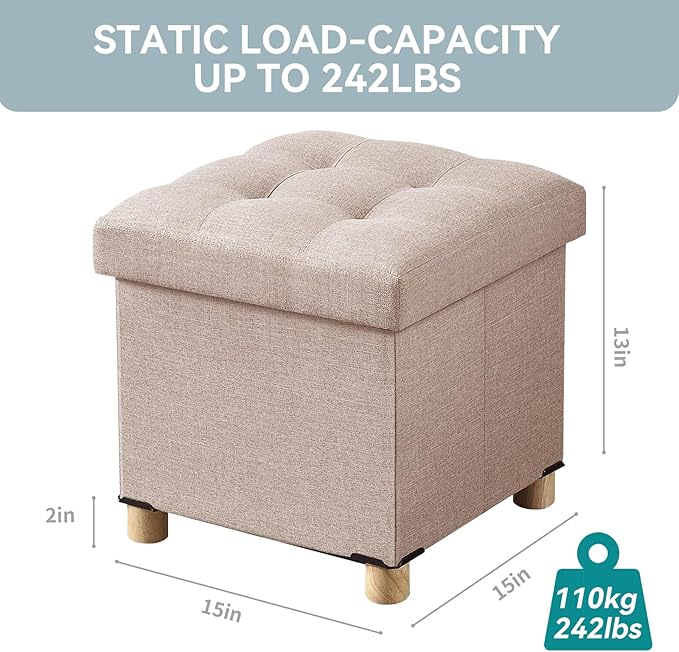 BRIAN & DANY Ottoman with Storage, Small Storage Ottoman