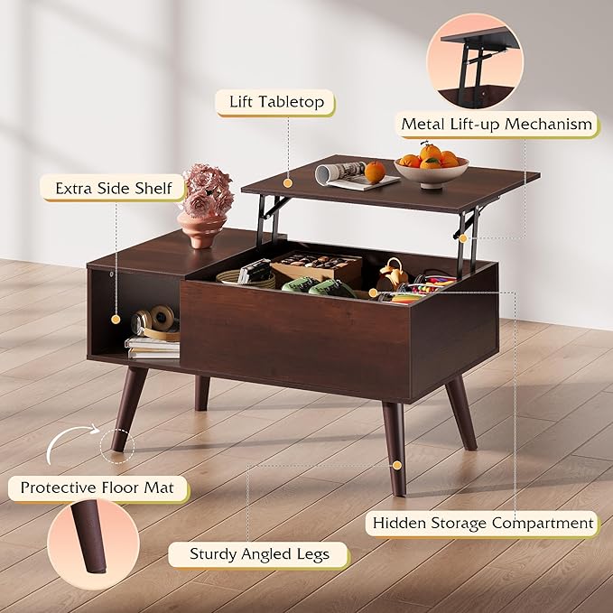 WLIVE Coffee Table for Living Room, Small Coffee Table
