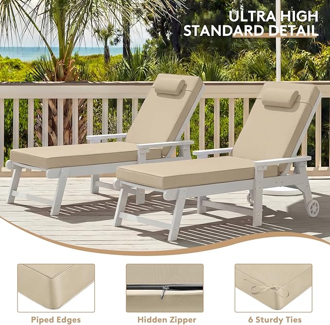 Chaise Lounge Cushion for Outdoor Furniture, Waterproof, Fade-Resistant and