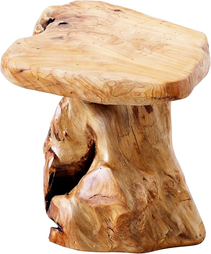 13.8" Cedar Stump Stool, Natural Wooden Side Table, Plant Stool, Live Edge