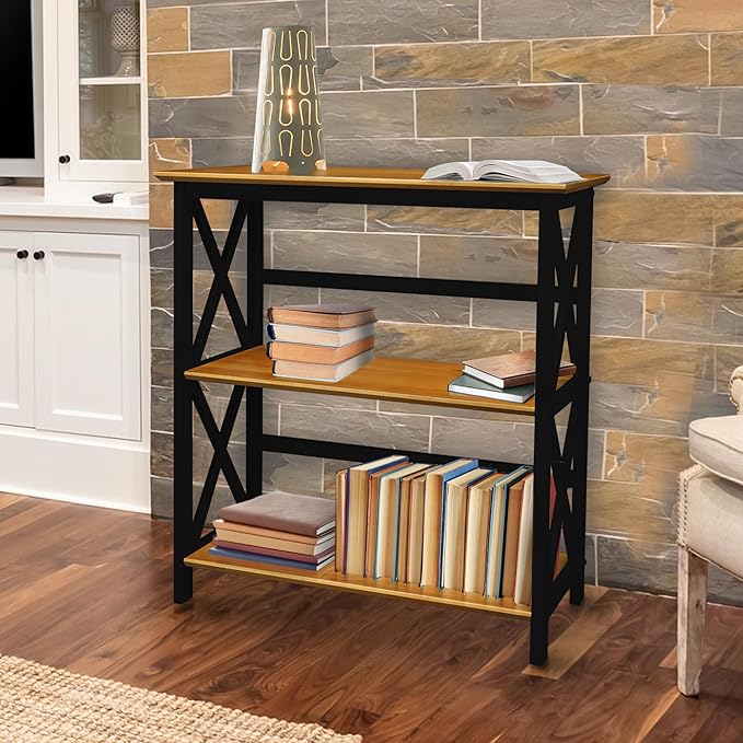 Casual Home Shelf Bookcase Antique Walnut/Black