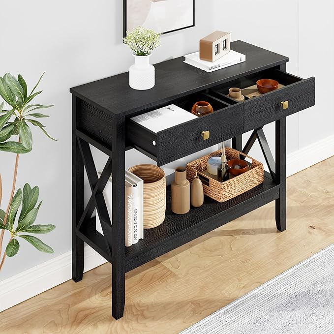 Lomojo Console Table, Sofa Table 13.8" D x 39.37" W x 31.5" HEntryway Table
