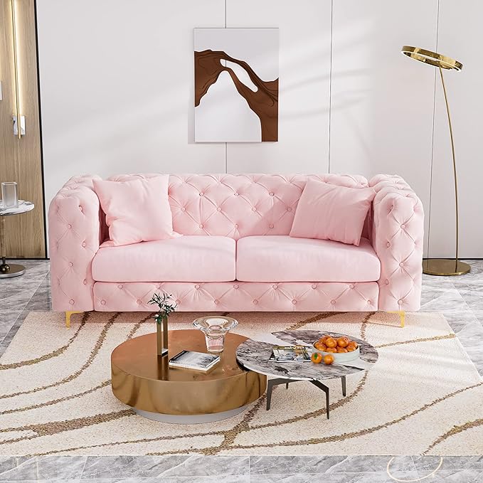 DAMAIFROM 75" Sofa Couch Mid Century Modern Velvet Couch Tufted Button Sofa
