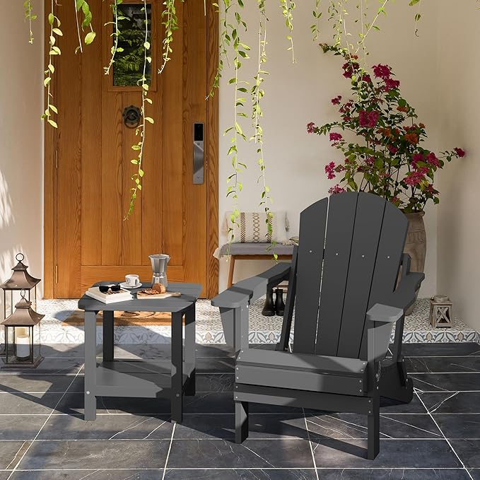 SERWALL Adirondack Table Set of 6, Outdoor Side Table- Gray