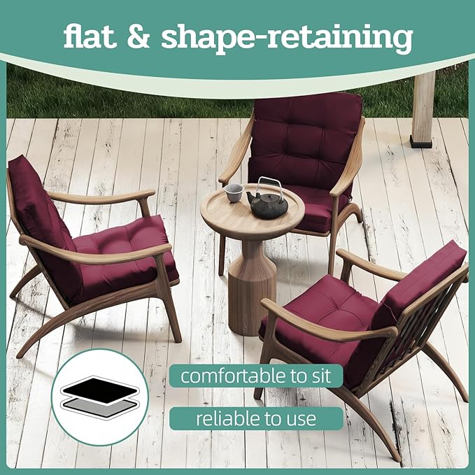 Outdoor Chair Cushion, High Back Soft Seat Pad