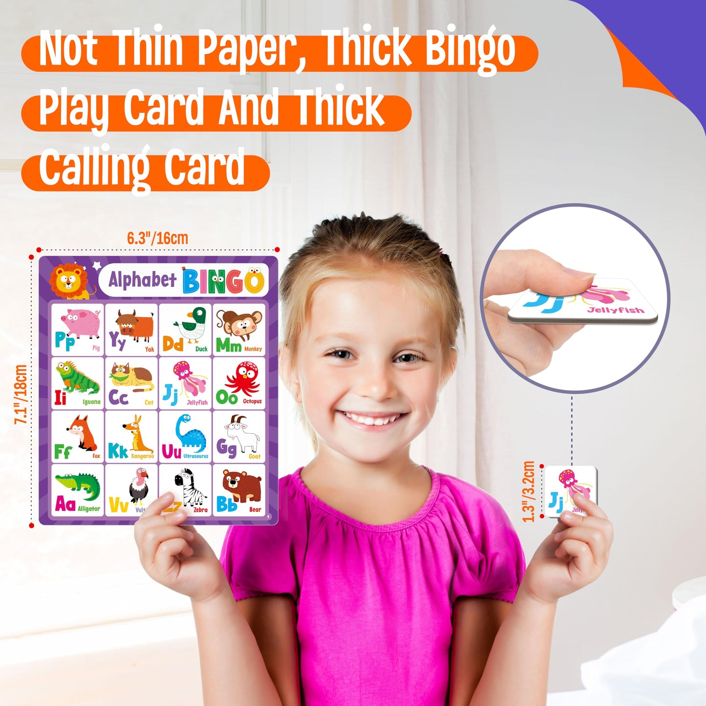 SpriteGru Alphabet Bingo Game, Uppercase/Lowercase/Number Bingo Game ABC and 123 Bingo Board Game for Kindergarten and Preschool Kids 4+, Perfect for Classroom & At Home