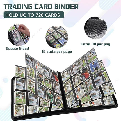 12 Pocket Card Binder,720 Pocket Trading Card Binder，Side Loading Collectible Card Albums for MTG, for TCG Football, Sports, Game Cards Dark Green