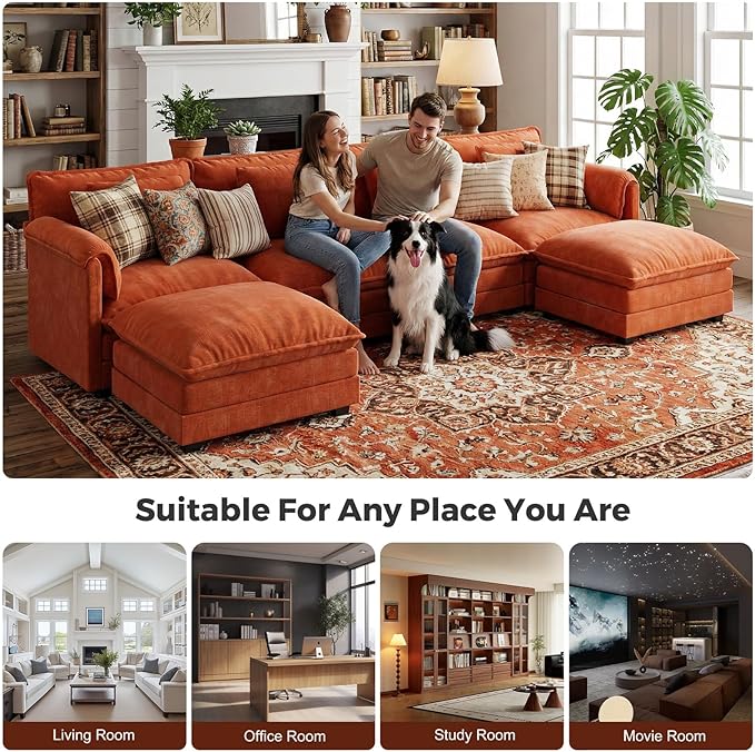 ELUCHANG Oversized 153" Modular Sectional Sofa, Comfy Cloud Couch, L Shaped