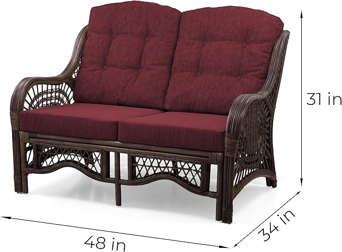 Malibu Lounge Loveseat Sofa Natural Rattan Wicker Handmade Design