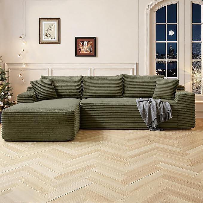 108" Cloud Sectional Couch, Modern Modular Sectional Sofa