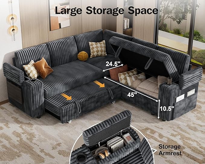 Vipbear 86" Modular Sectional Sleeper Sofa