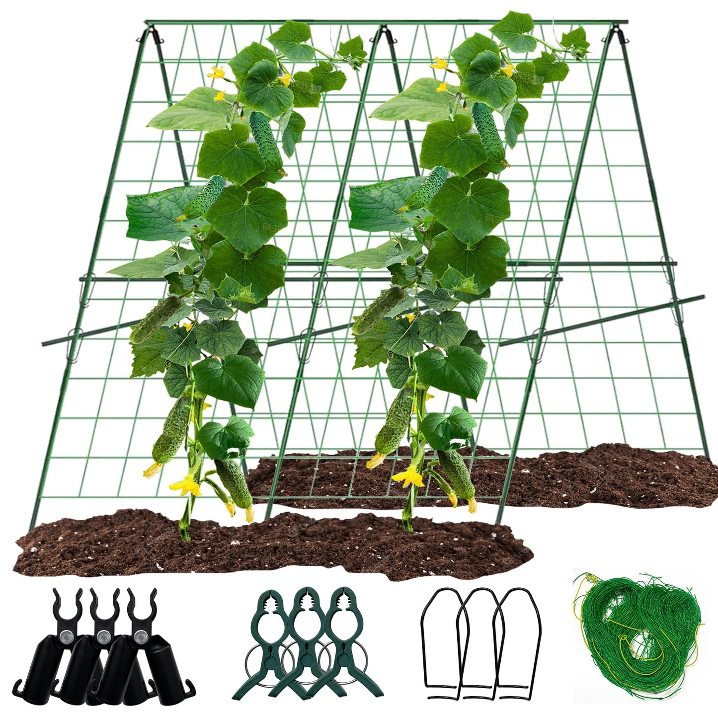 Cucumber Trellis for Raised Bed, 47" H*47" W Garden Trellis for Climbing Plants Outdoor,Metal Trellises Gardening Supplies,A Frame Plant Support Frame for Cucumber, Flower, Tomato, Grape