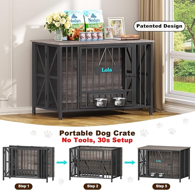 EasyCom Foldable Dog Crate Furniture, 41.3" Dog Crates