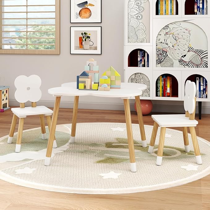 Costzon Kids Table and Chairs, Wooden Toddler Desk Set