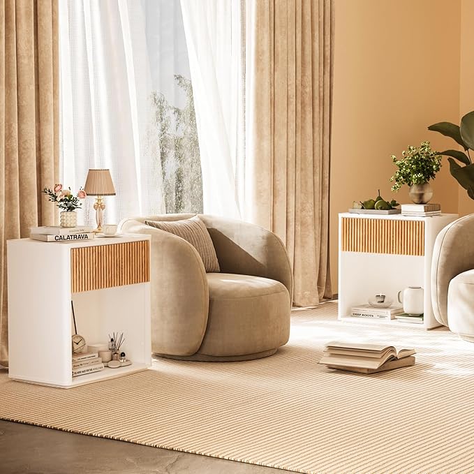 Modern Fluted Nightstand Set of 2